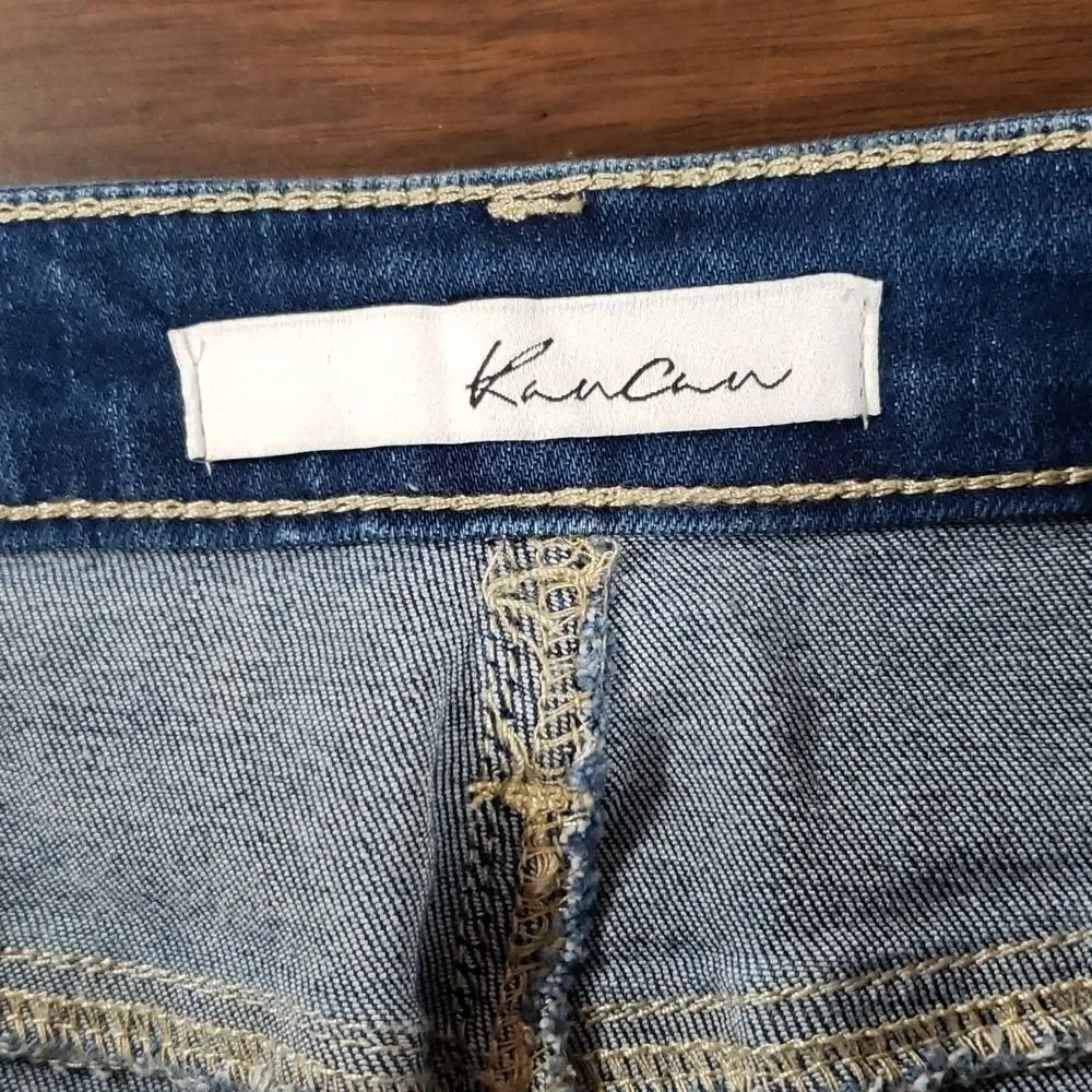 NEW NWT Jean Denim Distressed‎ Raw Hem Skirt by KanCan KC6062M Size 11 29